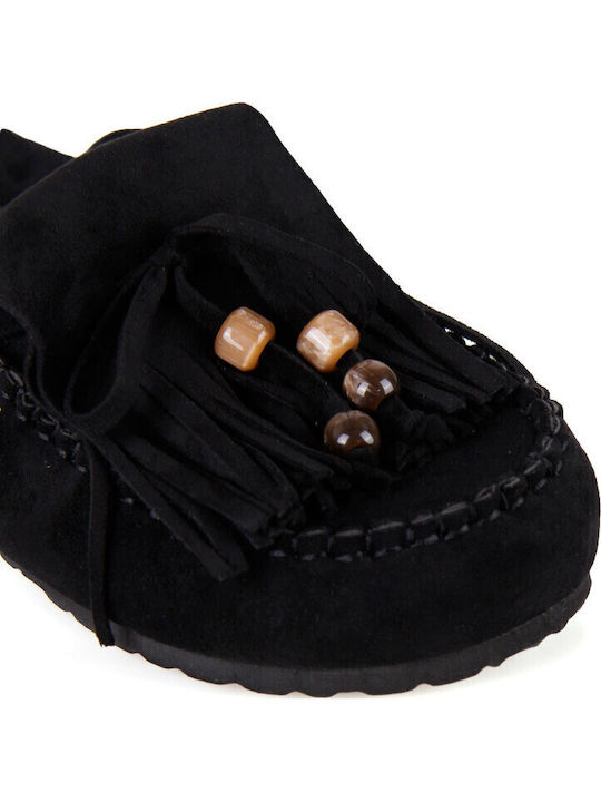 Suede Mules With Heel In Black Colour