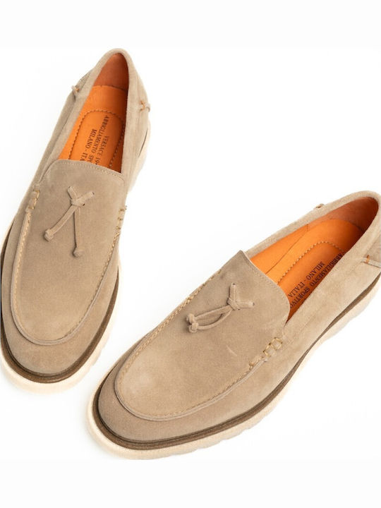 Δερμάτινα Ανδρικά Loafers σε Μπεζ Χρώμα