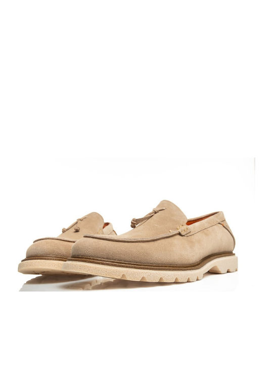 Δερμάτινα Ανδρικά Loafers σε Μπεζ Χρώμα