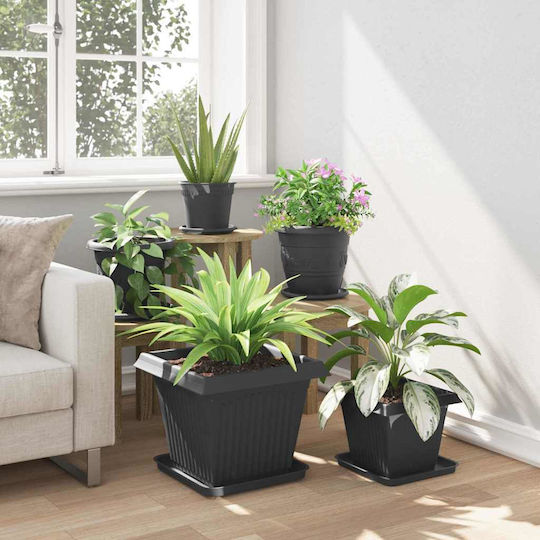 vidaXL Plastic Black Pot Plate 32x32cm Set of 6 42020365