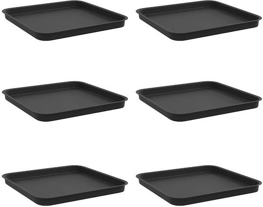 vidaXL Plastic Black Pot Plate 32x32cm Set of 6 42020365