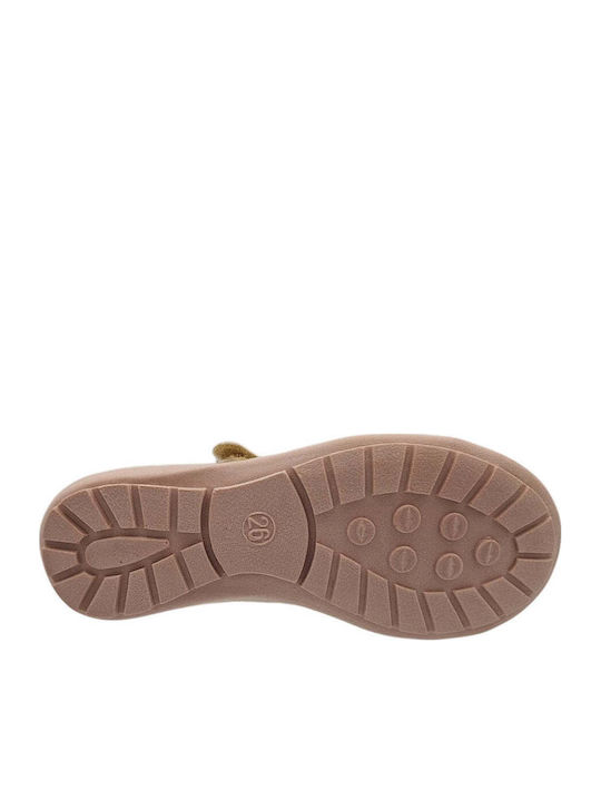 Kids Anatomic Ballerinas With Hoop & Loop Closure Leather Gold