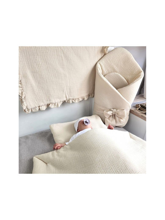 Qmini Pătură Pepinieră Swaddling 100% Bumbac Bej 75x75 cm