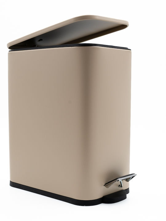 TnS Hotel Slim Metallic Bathroom Bin Soft Close 5l Yellow