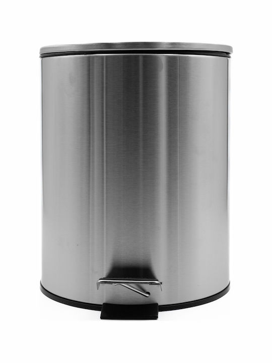 TnS Hotel Classic Inox Bathroom Brush and Trash Can Set Soft Close 5l Silver