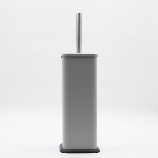 TnS Hotel Slim Metallic Bathroom Brush and Trash Can Set Soft Close 5l Gray
