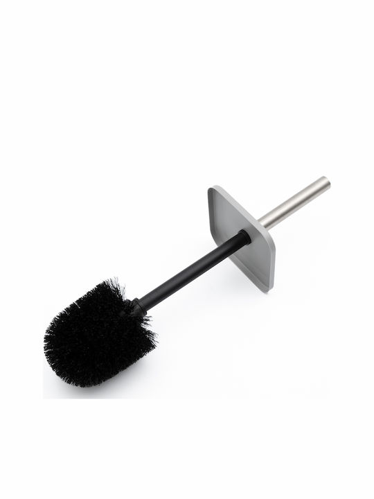 TnS Hotel Slim Metallic Bathroom Brush and Trash Can Set Soft Close 5l Gray