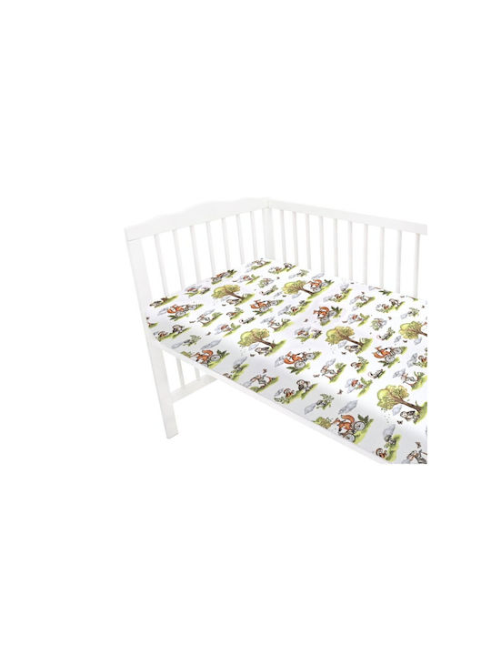 Qmini Lenjerie De Patut Bebe Pentru Patut Din Bumbac Cu Cauciuc Bej 120x60cm