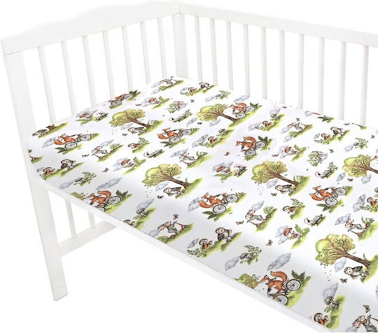 Qmini Lenjerie De Patut Bebe Pentru Patut Din Bumbac Cu Cauciuc Bej 120x60cm