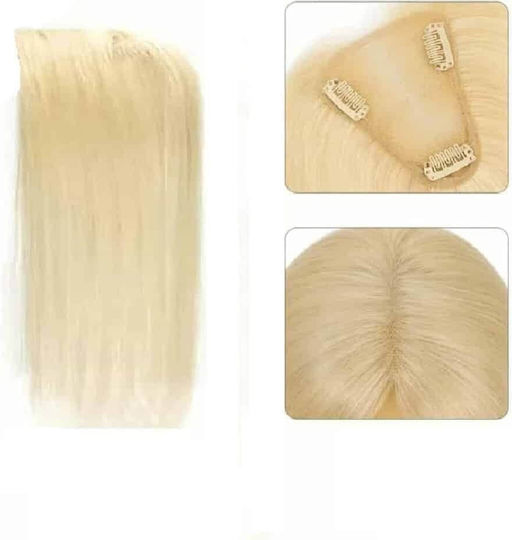 Damentopper Toupé Spitze Haar Natürliches Vollspitze Genäht Transparent Hellblond Offen 40cm