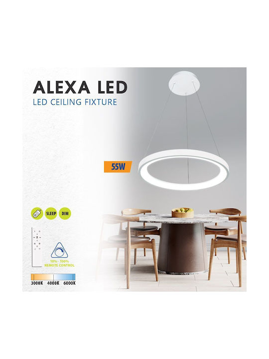 Led Ceiling Pendant Light Alexa-p Φ50cm 55watt Cct White Viv005255