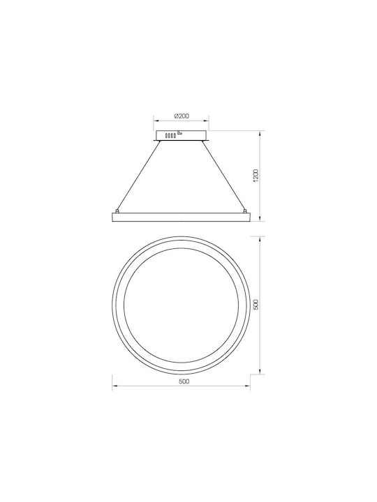 Led Ceiling Pendant Light Alexa-p Φ50cm 55watt Cct Black Viv005256