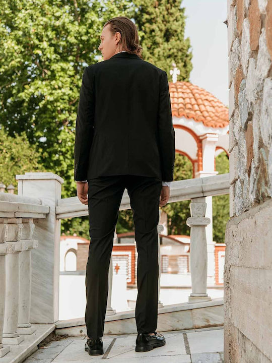 Ανδρικό Κοστούμι Με Γιλέκο Black