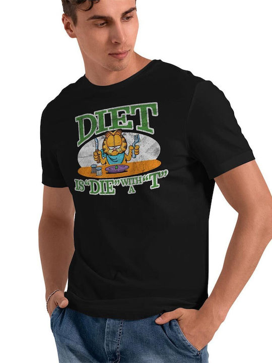 Garfield Diet Is Die A T T-shirt Black Unisex Via-1-gar010-bk