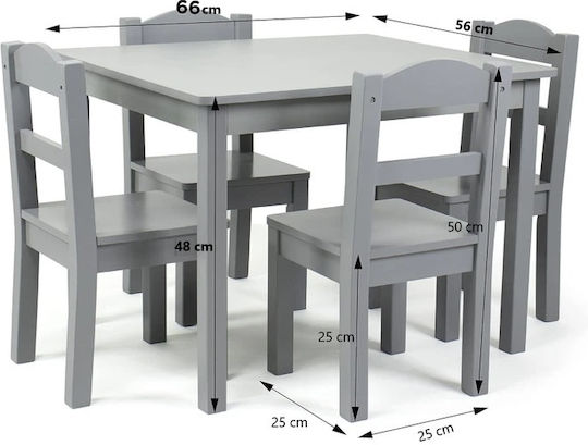 Kids Table Set with Chairs for Painting Made of Gray Wood