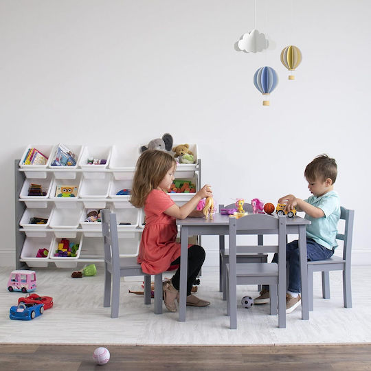Kids Table Set with Chairs for Painting Made of Gray Wood
