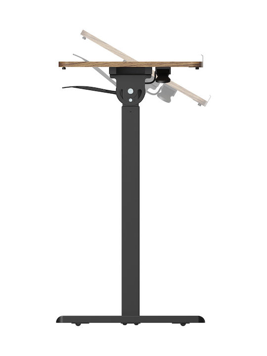 Wooden Desk Black/Brown with Metal Legs and Adjustable Height 70x41x74cm