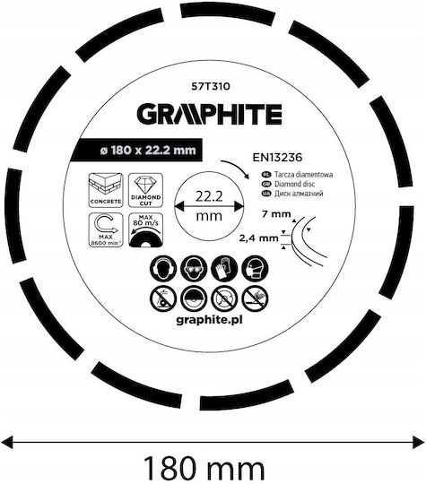 Graphite Schleifscheibe Für Baumaterialien 180mm