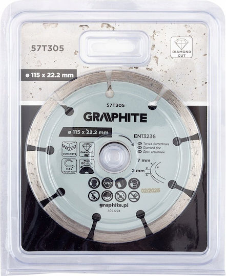 Graphite Δίσκος Κοπής Δομικών Υλικών 115mm