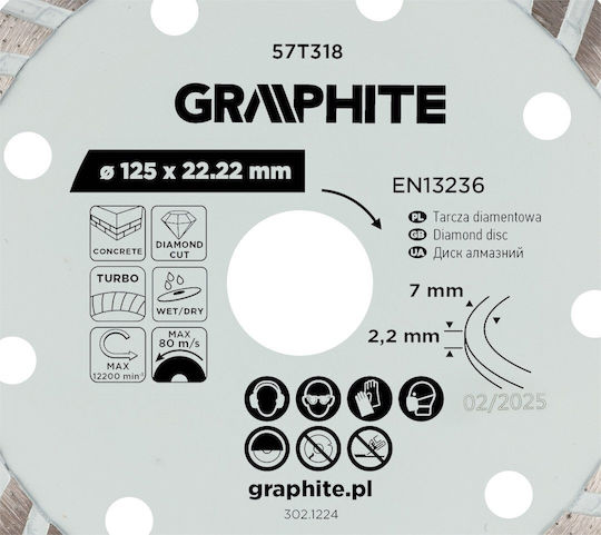 Graphite Turbo Δίσκος Κοπής Δομικών Υλικών 125mm