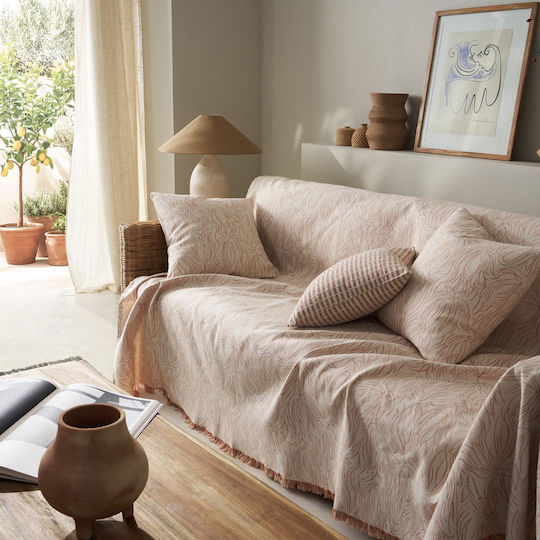 Gofis Home Delia Ριχτάρι Πολυθρόνας Δύο 'Οψεων Ζακάρ 180x180εκ. Dusted Clay
