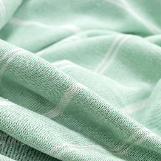 Lino Home Beach Towel Pareo Cotton Green With Fringes 90x180cm