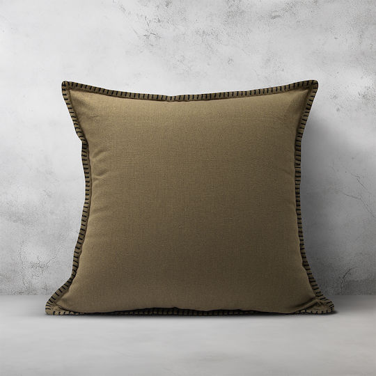 Lino Home Decorative Pillow Case Tavola From 100% Cotton Brown 45x45cm
