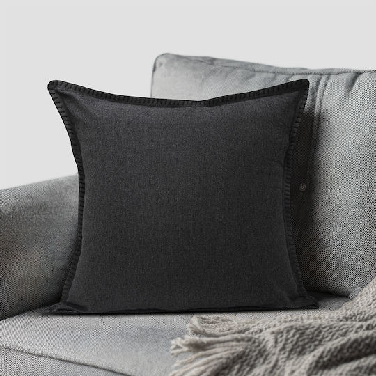 Lino Home Decorative Pillow Case Tavola From 100% Cotton Black 45x45cm
