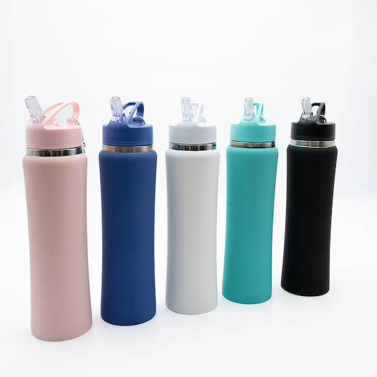 TnS Stainless Steel Thermos Bottle 750ml Stainless Steel with Straw and Handle