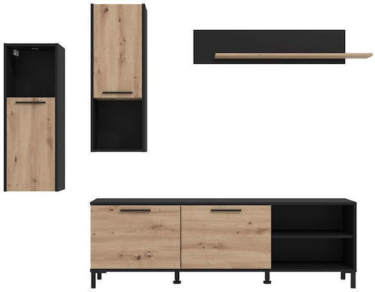 Living Room TV Unit Adria Black L260xW40xH180cm