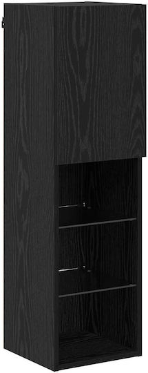 Bibliotecă Living Neagră Stejar Cu Iluminare L197xL30xÎ60.5cm