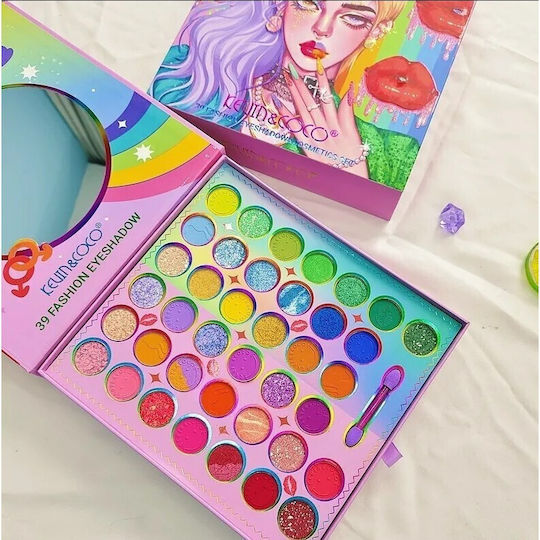 Make-up-Paletten und Sets Kevin Coco 39 Pigmentierte Lidschatten Lippenstift Glanz Eyeliner Erröten Regenbogen