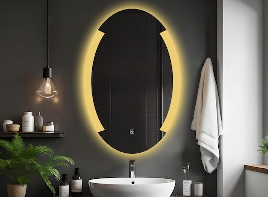 Futura Οβάλ Καθρέπτης Μπάνιου Led Αφής 50x80cm Λευκός