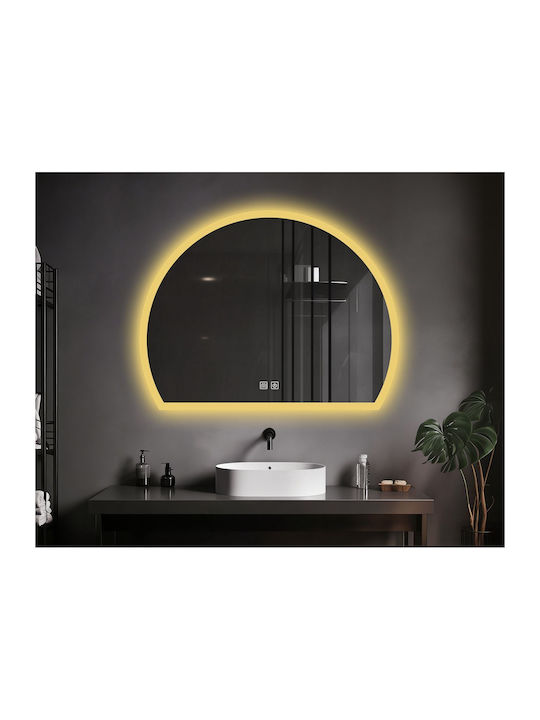 Futura Ημικυκλικός Καθρέπτης Μπάνιου Led Αφής 80x65cm Λευκός