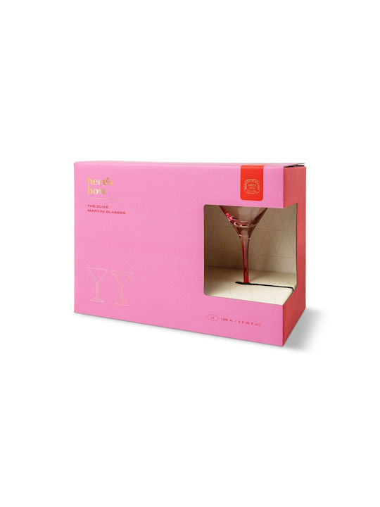 Here's How Set of Pink Glass Cocktail/Drinking Goblet Glasses 200ml 2 Pieces