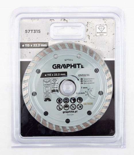 Graphite Turbo Diamond Cutting Disc 115 X 22.22 Mm Dry Use