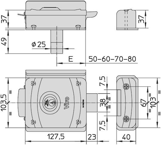 V9083 Electric Rotating Bolt Lock Service & Security Function Adjustable Backset 50-80mm