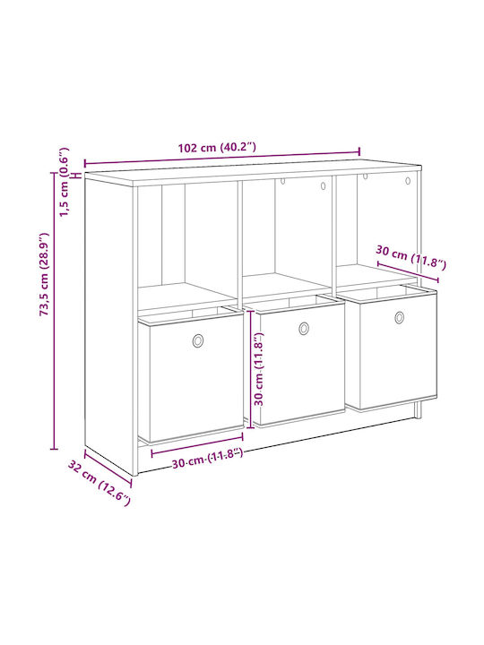 Bufet Din Lemn cu Sertare Stejar 102x32x73.5cm