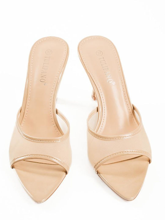 Mules With Thin Heel In Pink Colour