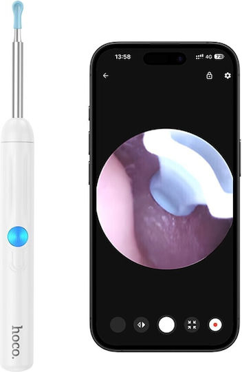 Hoco Hp65 Smart Ear Cleaning Device Hd Camera & Wifi – Otoscope Ear Cleaner Led & Earvision App White