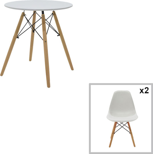 Τραπέζι Κουζίνας Jolly με 2 Καρέκλες 60x60εκ.