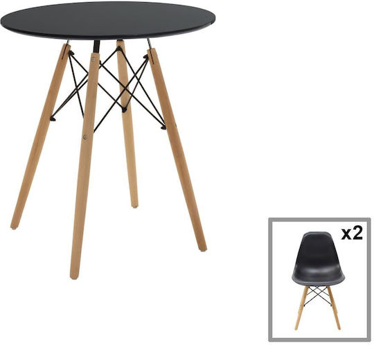Artekko Jolly Στρόγγυλο Mdf Τραπέζι 2 Καρέκλες Pp Μαύρο Φ60χ73 Cm 3pcs 047-6222-b-s3 Artekko Jolly Στρόγγυλο Mdf Τραπέζι 2 Καρέκλες Pp Μαύρο Φ60χ73 Cm 3pcs 047-6222-b-s3