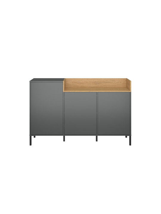 Sideboard Beril made of Wood & Metal Ανθρακί / Χρυσό Δρυς 155.1x42x98.6cm
