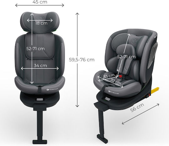 Kinderkraft I-360 2 Plus Scaun Auto i-Size cu Isofix Gri