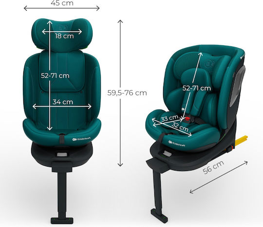 Kinderkraft I-360 2 Plus Столче за Кола i-Размер с ISOfix Зелен