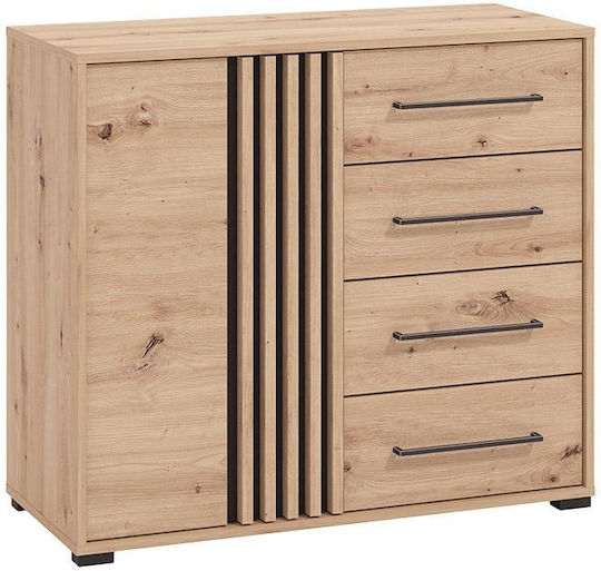Μπουφές Ascalon 90 2k4f Ξύλινος Artisan Oak-μαύρο 93x40x82cm Μπουφές Ascalon 90 2k4f Ξύλινος Artisan Oak-μαύρο 93x40x82cm