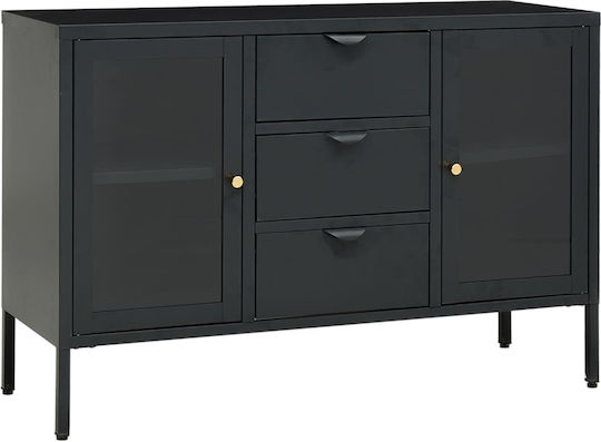 Bufet din Metal cu Sertare Cărbune de lemn 105x35x70cm