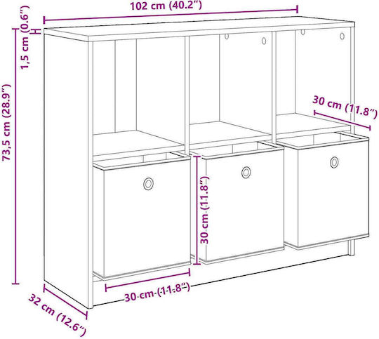 Bücherregal Eiche Sonoma 102x32x73,5cm