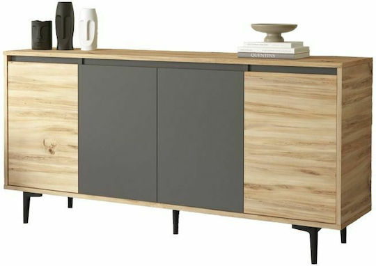 Μπουφές Augusta Ξύλινος Oak / Ανθρακί 160x40x78.5cm