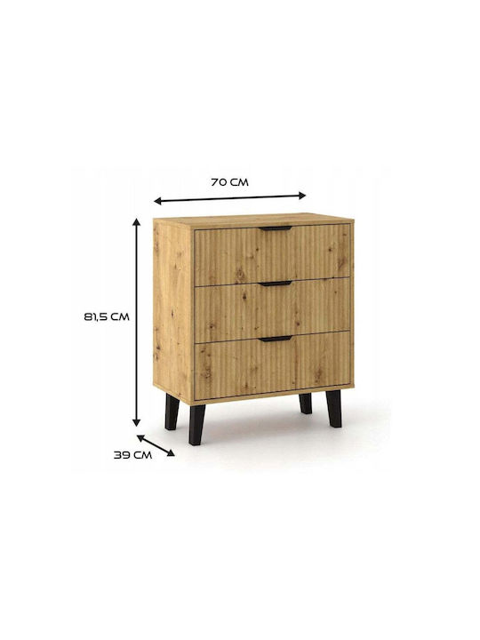 Kommode Schlafzimmer aus Holz & Metall Scandi mit 3 Schubladen Artisan 70x39x81,5cm